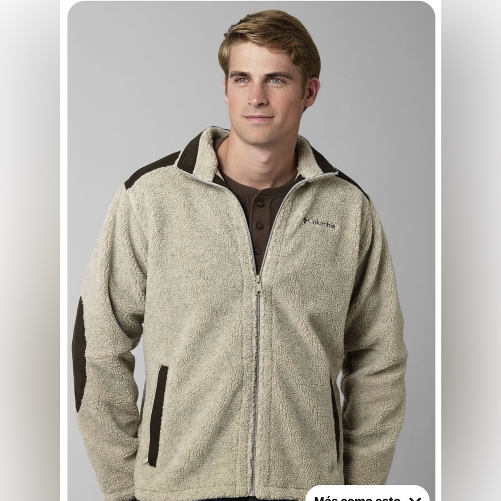 Like New Columbia Men’s Faux Sherpa Fleece Elbow Shoulder Patch Jacket